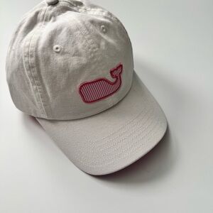 Vineyard Vines White Baseball Cap with Pink Whale Logo